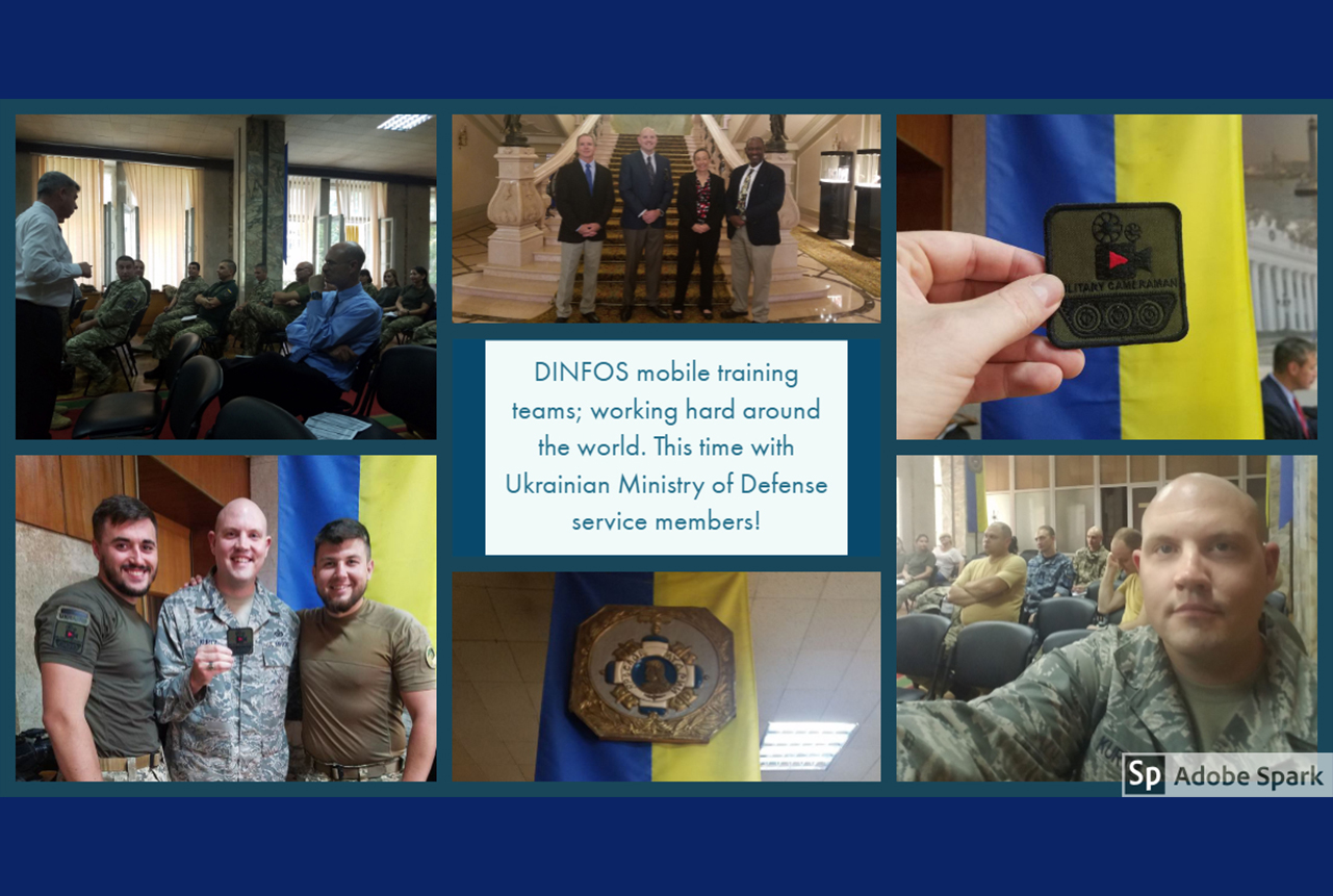 compilation of photos showing instructors, students and Ukrainian flag